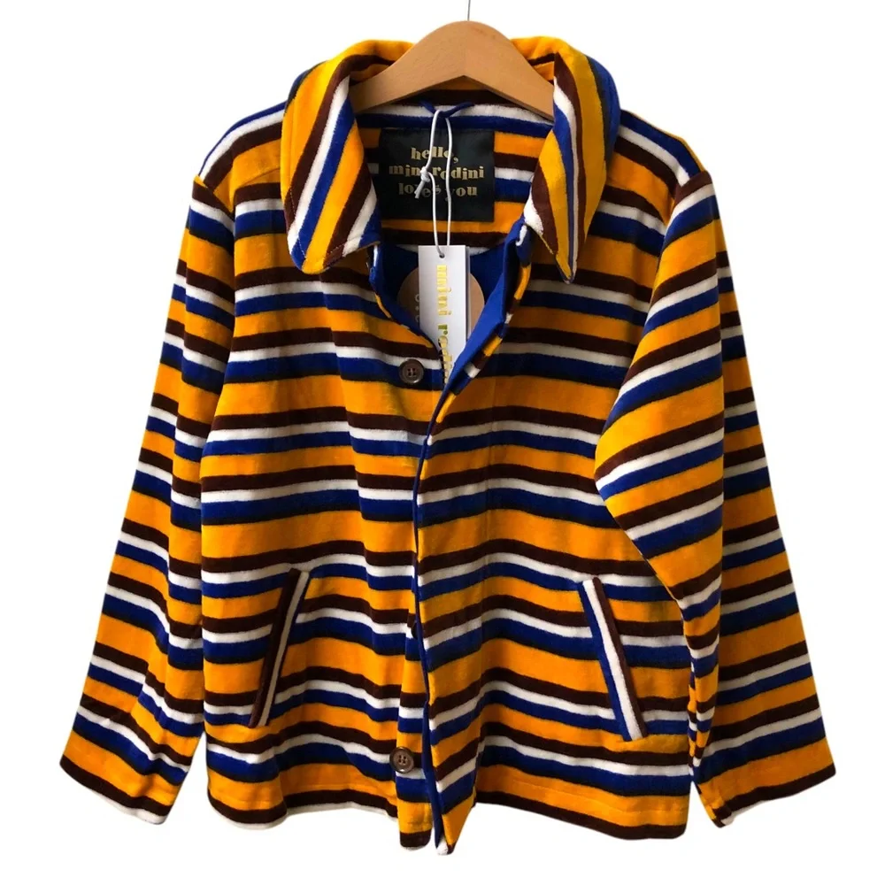 Mini Rodini Boys Velour Striped Jacket | NWT